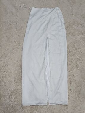 Jenny Yoo White Maxi Skirt with Center Slit